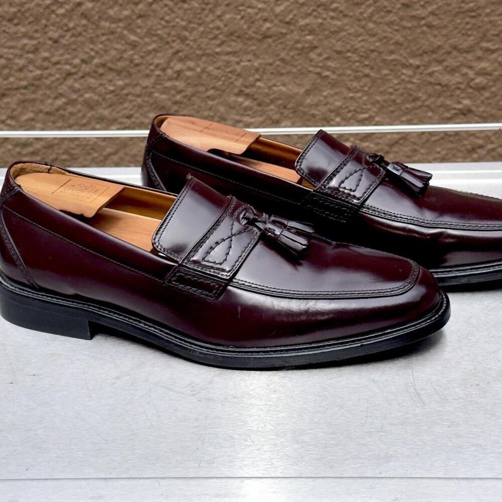 Bostonian Brown/Burgundy Leather Loafers with Tassel - Size 10 1/2 M